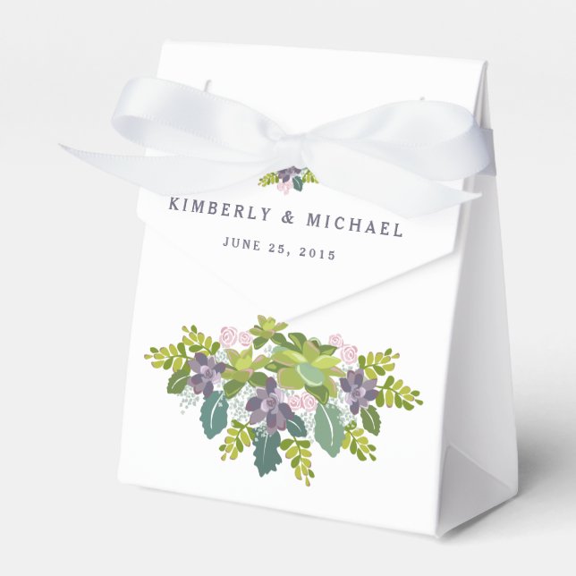 Succulent Bouquet II Floral Wedding Favour Box (Front Side)