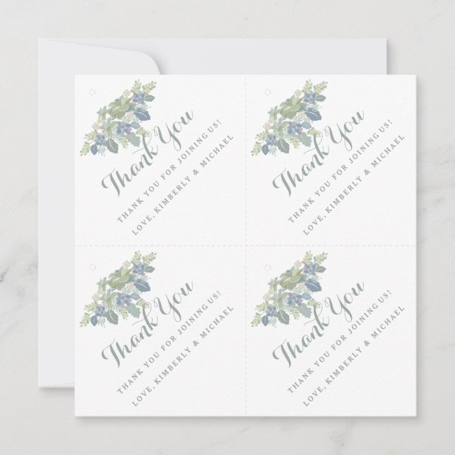 Succulent Bouquet Personalised Thank You Favour Ta Invitation (Front)