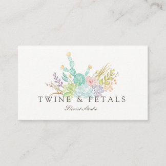 Succulent Bouquet Watercolor | Business Card
