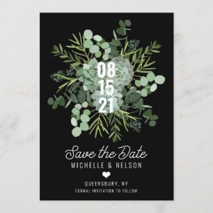 Succulent Bouquet Wedding Save the Date Invitation
