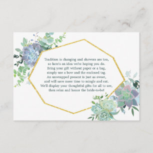 Succulent Bridal Shower Insert Card