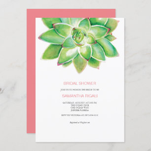 Succulent Bridal Shower Invitation, Watercolor Inv Invitation