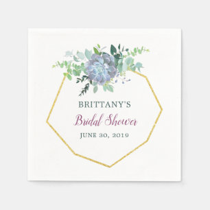 Succulent Bridal Shower Napkin