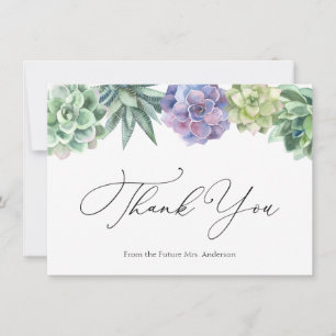 Succulent Bridal Shower Thank You Note Card