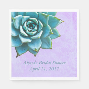 Succulent Bridal Shower Watercolor Lavender Lace Napkin