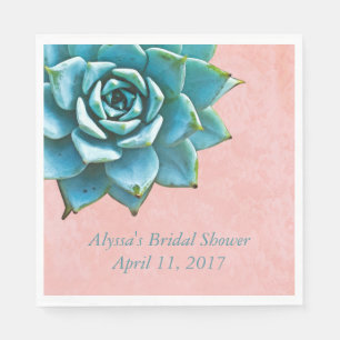 Succulent Bridal Shower Watercolor Pink Lace Napkin