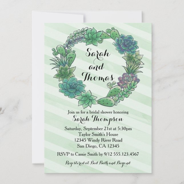 Succulent Bridal Wedding Shower Invitation (Front)