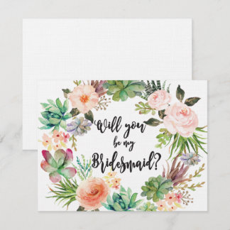 Succulent Bridesmaid Proposal Card Cactus