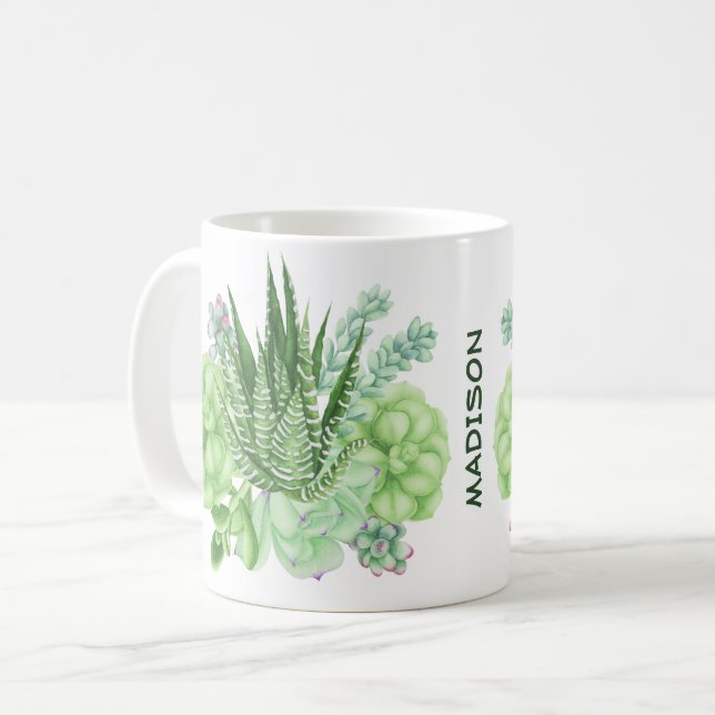 Succulent Cacti Illustration  Coffee Mug (Front Left)