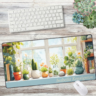 Succulent Cactus Botanical Houseplants Desk Mat
