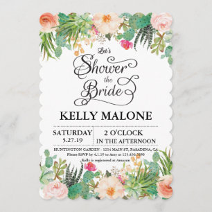 Succulent Cactus Bridal Shower Invitation