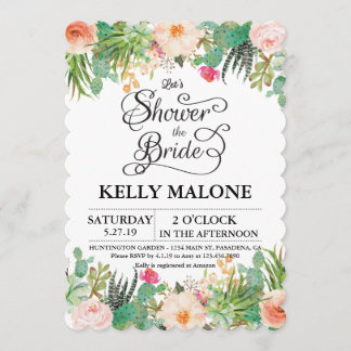 Succulent Cactus Bridal Shower Invitation