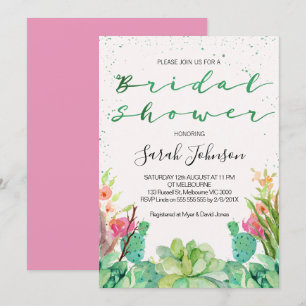 succulent cactus bridal shower invitation