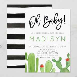 Succulent Cactus Fiesta Baby Shower Invitation