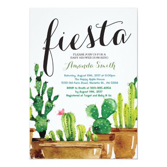 Succulent Cactus Fiesta Baby Shower Invitation
