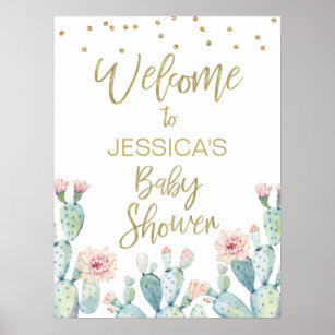 Succulent Cactus Fiesta Baby Shower Welcome Sign