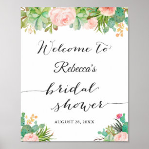 Succulent Cactus Floral Bridal Shower Sign