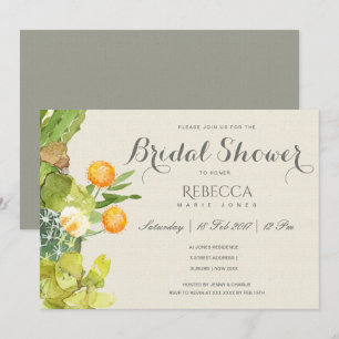 SUCCULENT CACTUS FLORAL GARDEN Bridal Shower Invitation