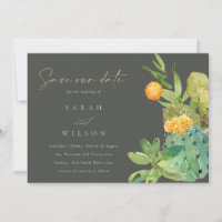 SUCCULENT CACTUS FLORAL WATERCOLOR  SAVE THE DATE