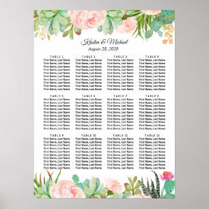 Succulent Cactus Floral Wedding Seating Chart