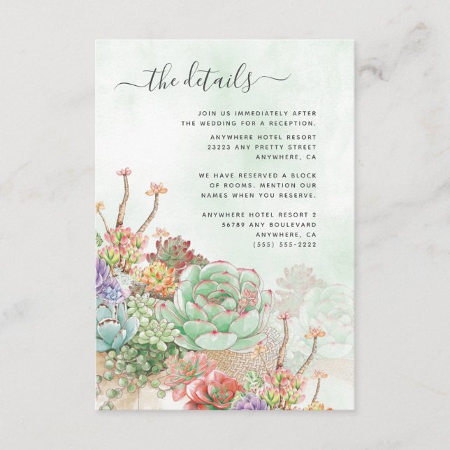 Succulent Cactus Flower Enclosure Card (Front)