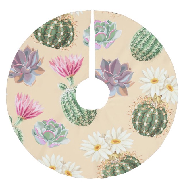 Succulent Cactus: High Detail Pattern Brushed Polyester Tree Skirt (Front)