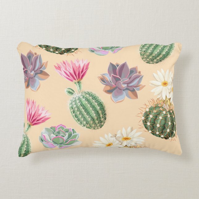 Succulent Cactus: High Detail Pattern Decorative Cushion (Front)