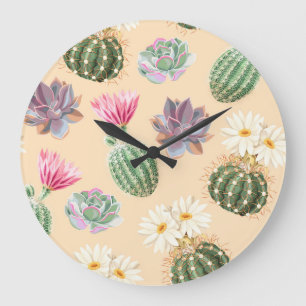 Succulent Cactus: High Detail Pattern Large Clock