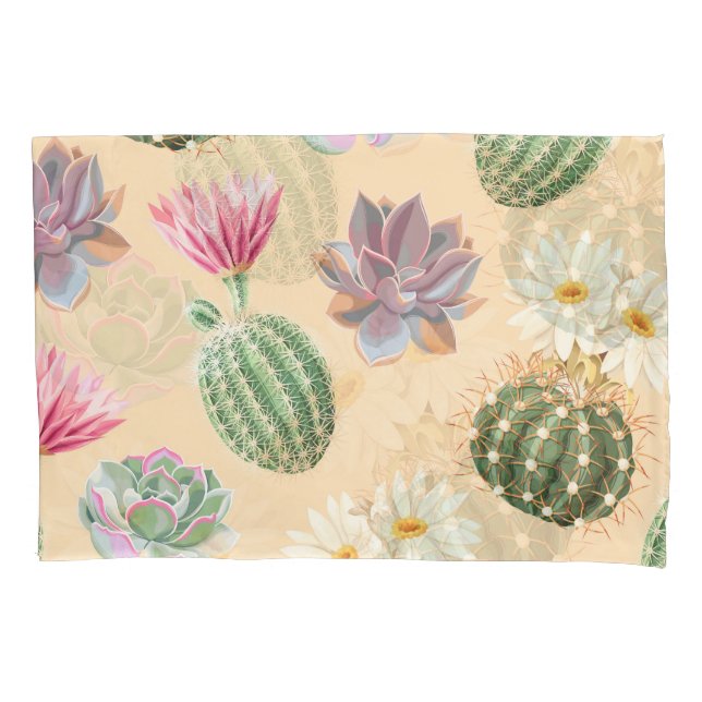 Succulent Cactus: High Detail Pattern Pillowcase (Front)