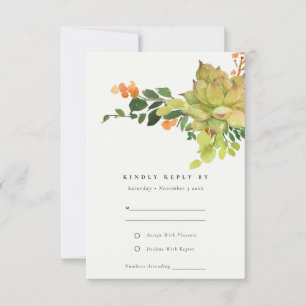 SUCCULENT CACTUS ORANGE FLORAL WATERCOLOR RSVP
