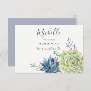 Succulent cactus plants Will You Be My Flower Girl Invitation