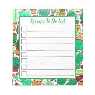 Succulent Cactus Potted Plants Cacti Gardener Notepad