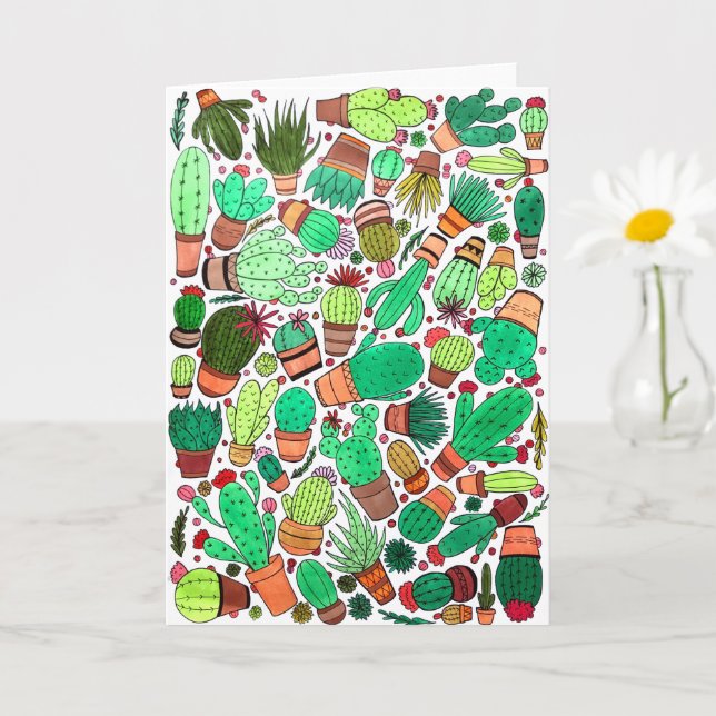 Succulent Cactus Potted Plants Green Cacti Garden Card (Small Plant)