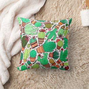 Succulent Cactus Potted Plants Green Cacti Garden Cushion