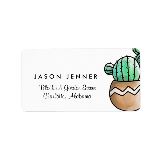 Succulent Cactus Rustic Minimal Wedding Label (Front)