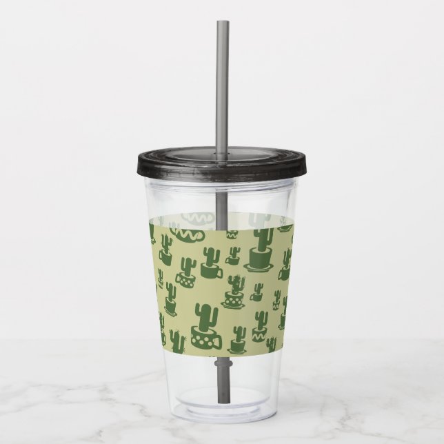 Succulent cactus silhouette in cups and pots  (Front)