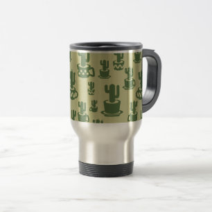 Succulent cactus silhouette in cups and pots