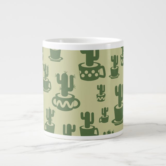 Succulent cactus silhouette in cups and pots (Front)