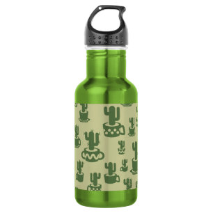 Succulent cactus silhouette in cups and pots 532 ml water bottle