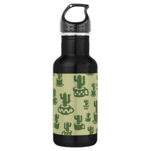 Succulent cactus silhouette in cups and pots 532 ml water bottle