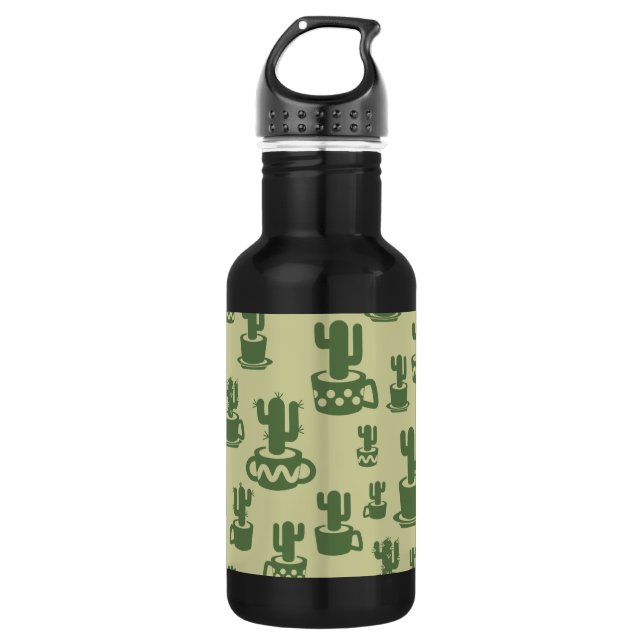 Succulent cactus silhouette in cups and pots  532 ml water bottle (Front)