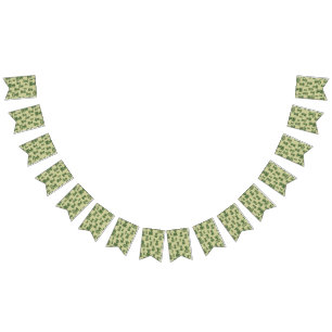 Succulent cactus silhouette in cups and pots bunting