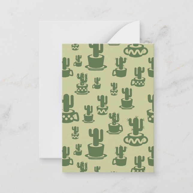 Succulent cactus silhouette in cups and pots  card (Front)
