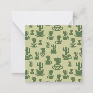 Succulent cactus silhouette in cups and pots card