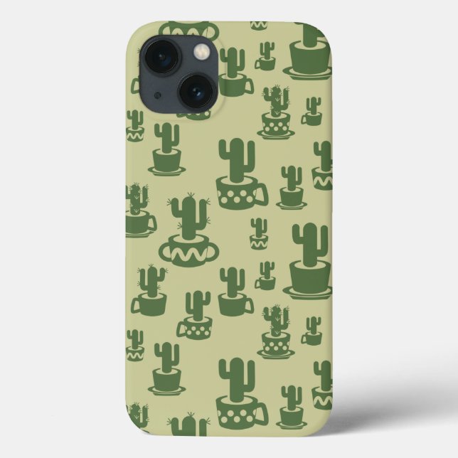 Succulent cactus silhouette in cups and pots Case-Mate iPhone case (Back)