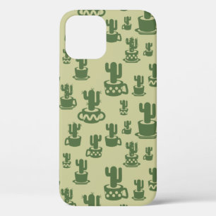Succulent cactus silhouette in cups and pots iPhone 12 pro case