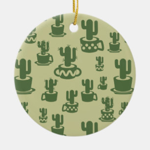 Succulent cactus silhouette in cups and pots ceramic tree decoration