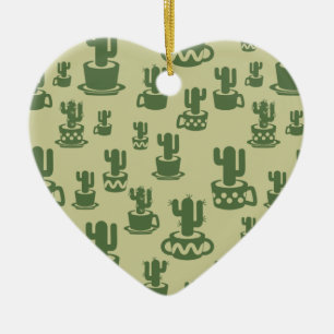 Succulent cactus silhouette in cups and pots ceramic tree decoration