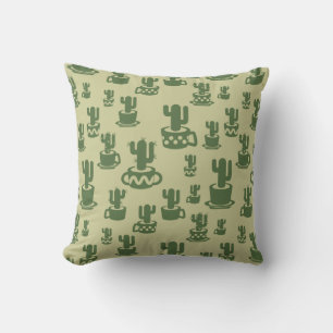 Succulent cactus silhouette in cups and pots cushion