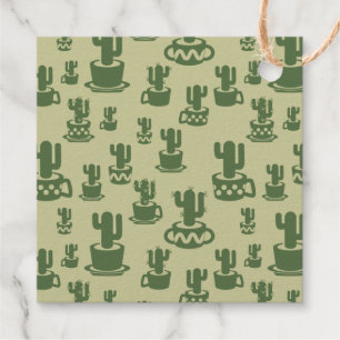 Succulent cactus silhouette in cups and pots favour tags